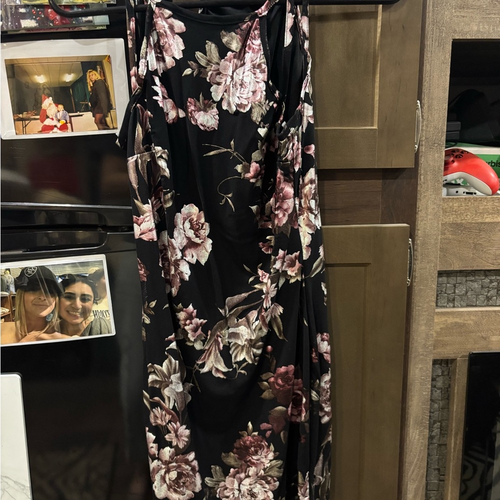 Charlotte Russe Purple and Black Long Sleeve Slip Dress